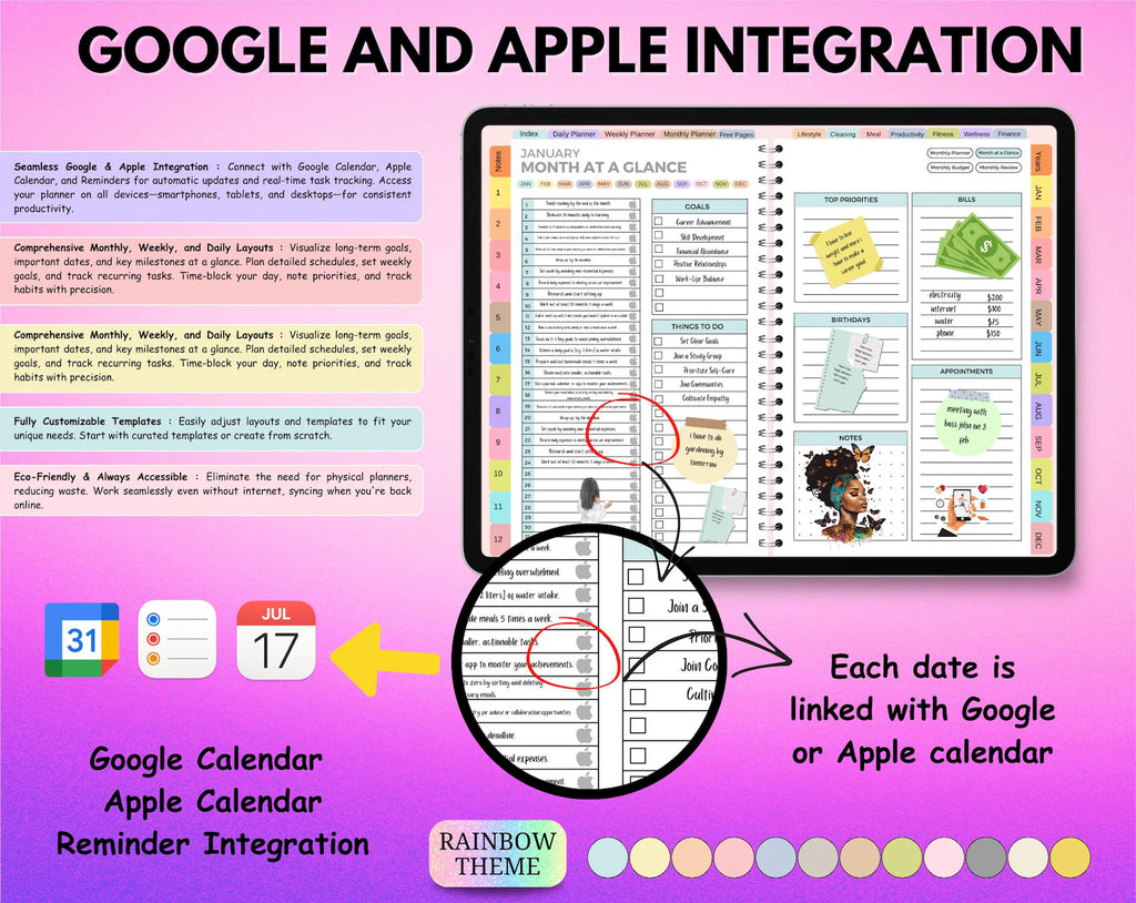 All-in-One Digital Planner 2026–2028 | Hyperlinked GoodNotes Planner for iPad &amp; Android | Daily, Weekly &amp; Monthly Digital Journal with Google &amp; Apple Calendar Integration