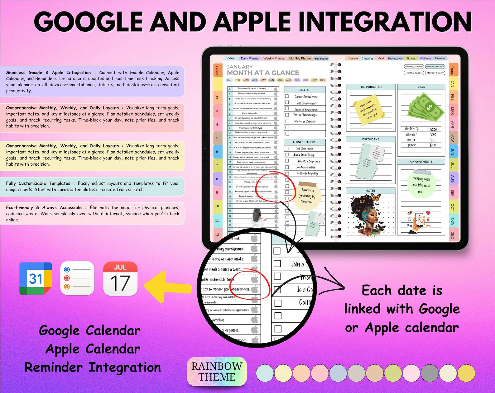 All-in-One Digital Planner 2026–2028 | Hyperlinked GoodNotes Planner for iPad &amp; Android | Daily, Weekly &amp; Monthly Digital Journal with Google &amp; Apple Calendar Integration