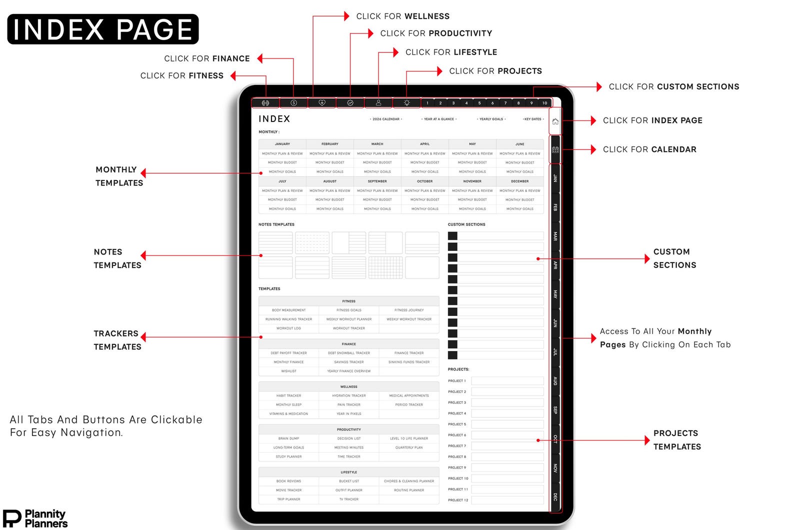 Portrait Digital Planner 2026, 2027 &amp; Undated | Hyperlinked GoodNotes Planner for iPad &amp; Android | Daily, Weekly &amp; Monthly Digital Journal | Notability Compatible