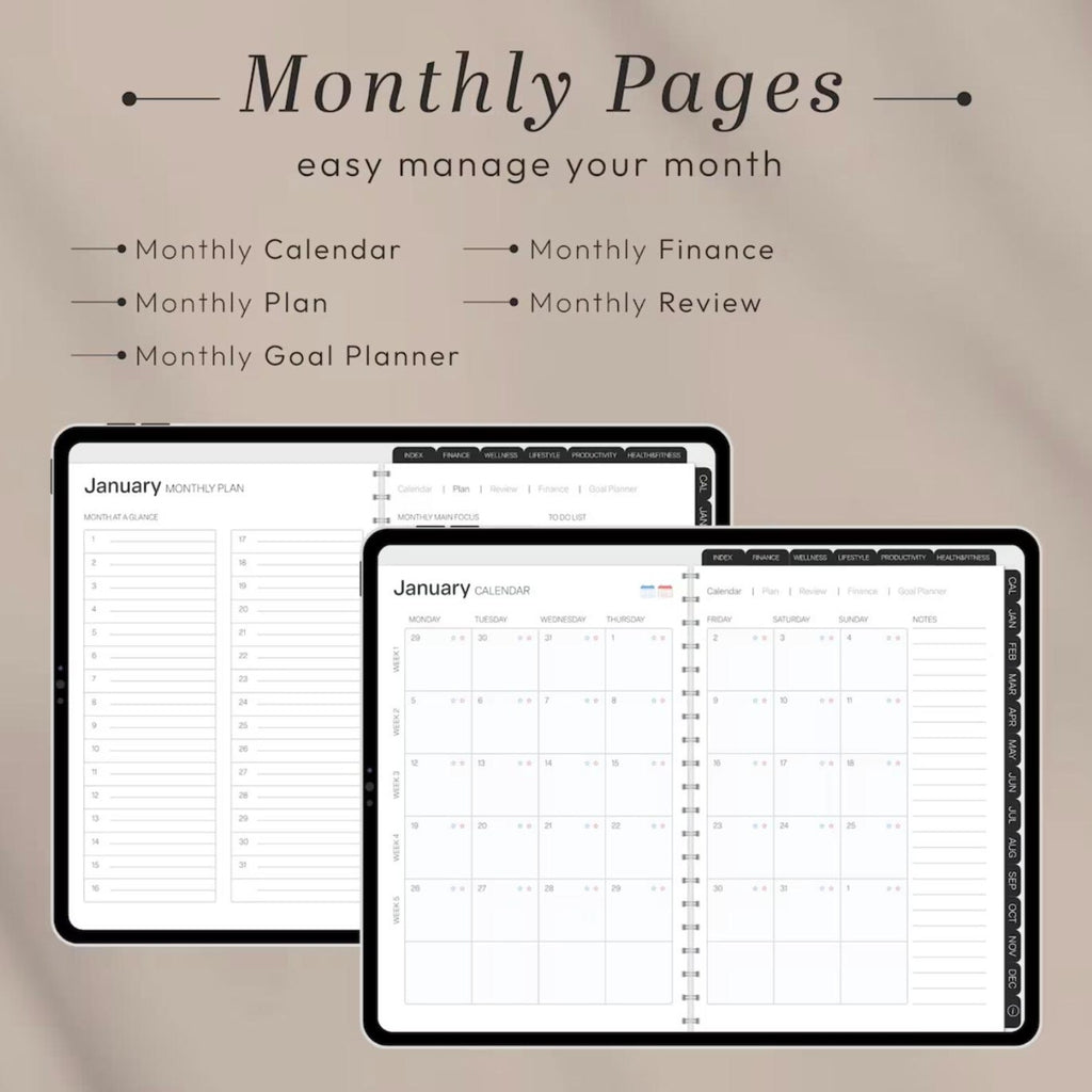 All-in-One Minimal Digital Planner 2026 | Hyperlinked GoodNotes Planner for iPad &amp; Android | Daily, Weekly &amp; Monthly Planner | Notability Compatible
