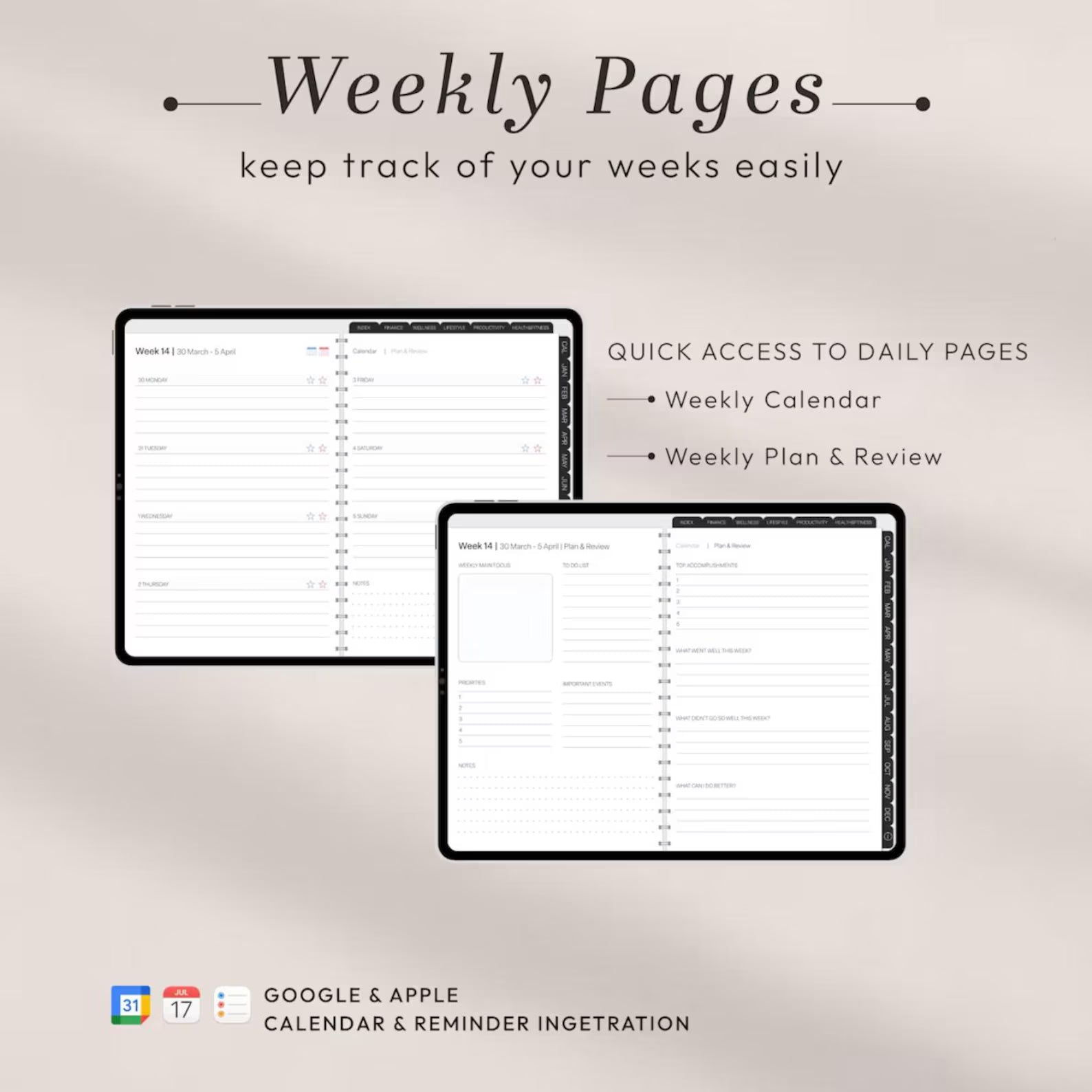 All-in-One Minimal Digital Planner 2026 | Hyperlinked GoodNotes Planner for iPad &amp; Android | Daily, Weekly &amp; Monthly Planner | Notability Compatible