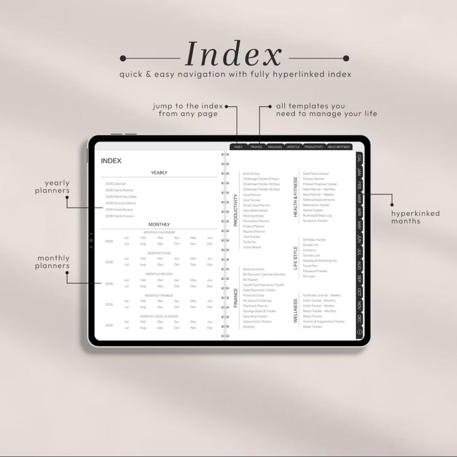 All-in-One Minimal Digital Planner 2026 | Hyperlinked GoodNotes Planner for iPad &amp; Android | Daily, Weekly &amp; Monthly Planner | Notability Compatible