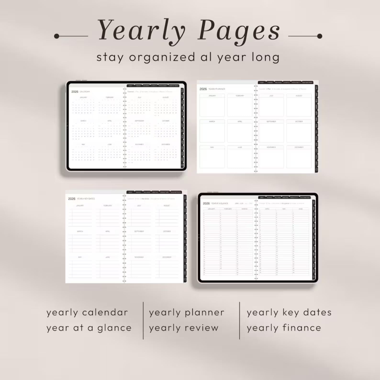 All-in-One Minimal Digital Planner 2026 | Hyperlinked GoodNotes Planner for iPad &amp; Android | Daily, Weekly &amp; Monthly Planner | Notability Compatible